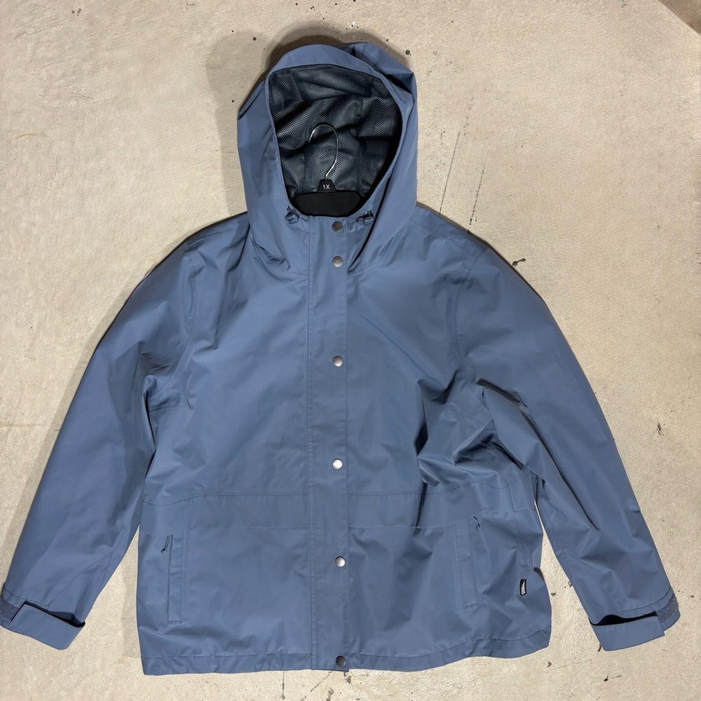 Eddie Bauer Women's XL Blue Rain Jacket With Hood Pockets Snap & Full Zip - Picture 9 of 13